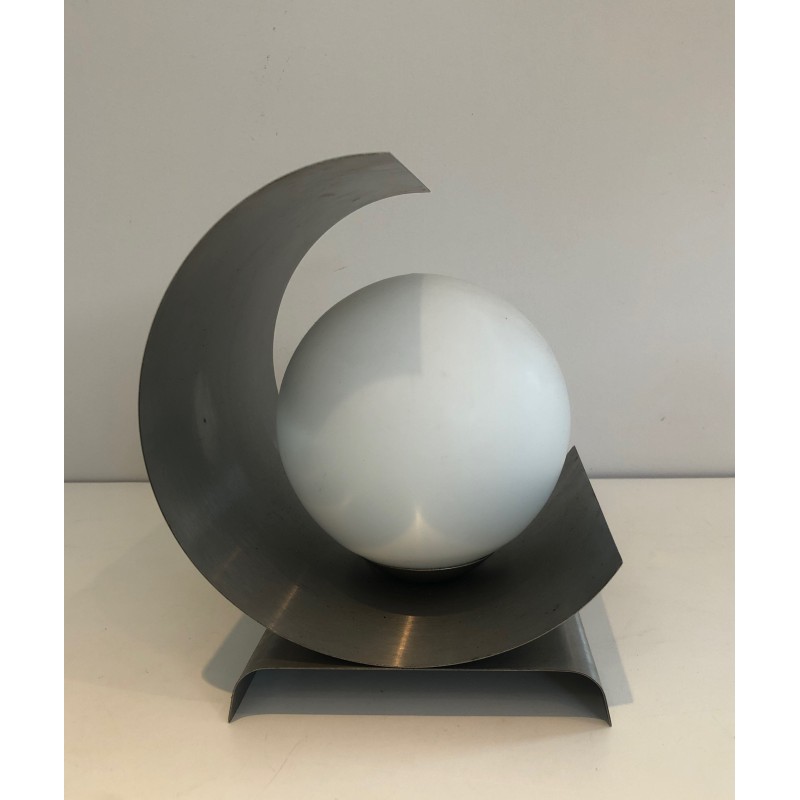 Lampe Moderniste en Tôle d'Acier Brossé Et Boule, Modernis | Maison Barrois