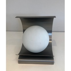 Lampe Moderniste en Tôle d'Acier Brossé Et Boule, Modernis | Maison Barrois