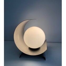 Lampe Moderniste en Tôle d'Acier Brossé Et Boule, Modernis | Maison Barrois
