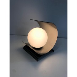 Lamp in Coiled Brushed Steel Sheet with a White Opaline, M | Maison Barrois