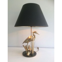 Fine Brass Heron Table Lamp, French Work, circa 1970