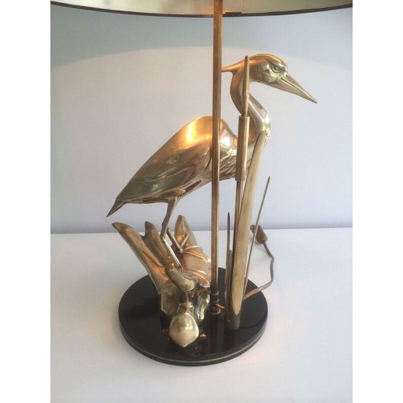 Fine Brass Heron Table Lamp, French Work, circa 1970
