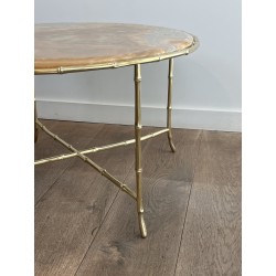 Table Basse Ronde en Bronze Façon Faux-Bambou à Plateau d' | Maison Barrois