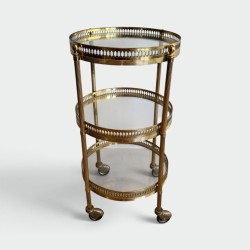 Table Roulante Ronde en Laiton à Trois Plateaux, Néo-class | Maison Barrois