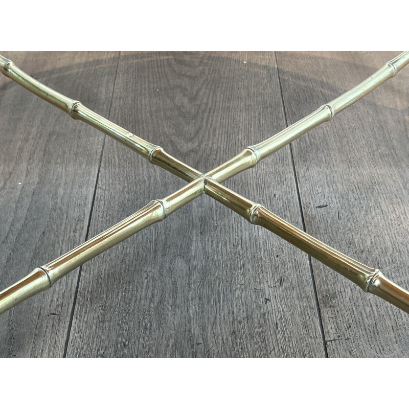 Table Basse Ronde en Bronze Façon Faux-Bambou à Plateau d' | Maison Barrois