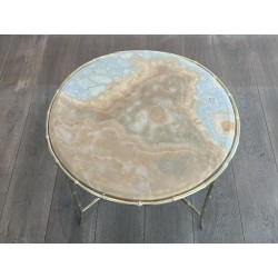 Table Basse Ronde en Bronze Façon Faux-Bambou à Plateau d' | Maison Barrois