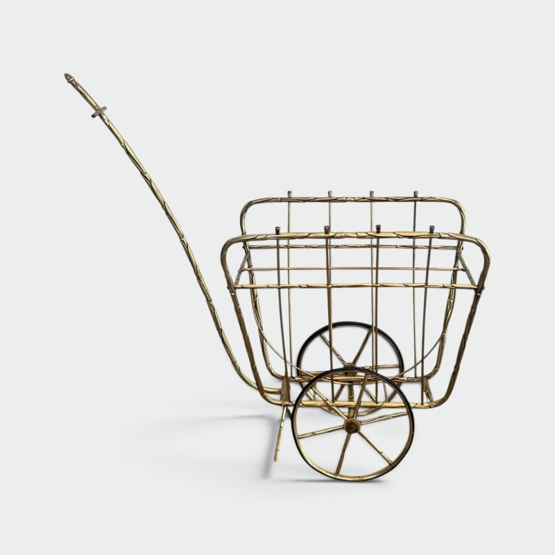 Rare Porte-Revues à Roulettes en Forme de Charrette en Bro | Maison Barrois