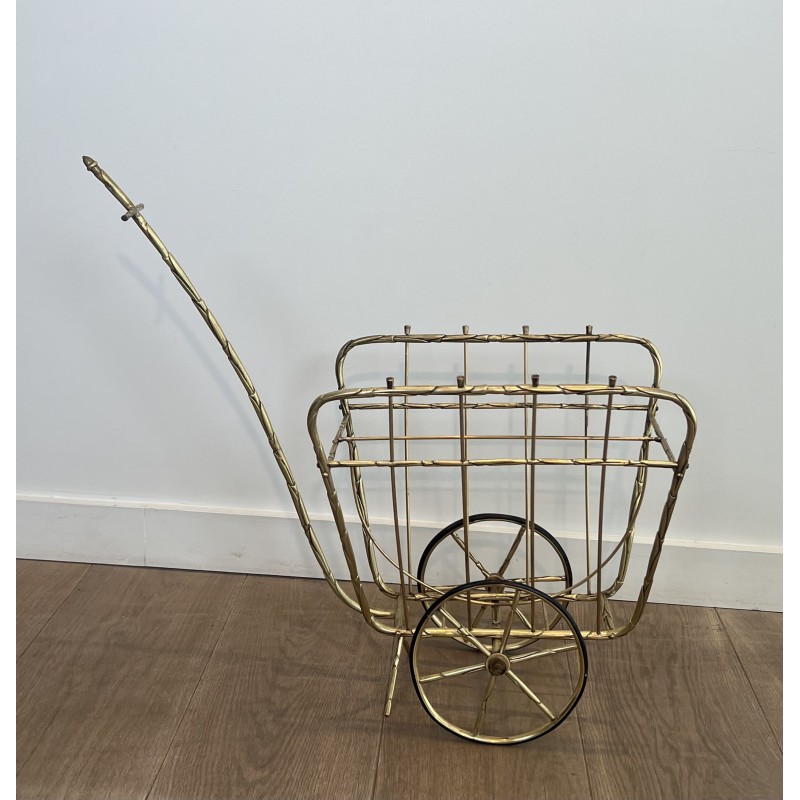 Rare Porte-Revues à Roulettes en Forme de Charrette en Bro | Maison Barrois