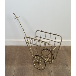 Rare Porte-Revues à Roulettes en Forme de Charrette en Bro | Maison Barrois