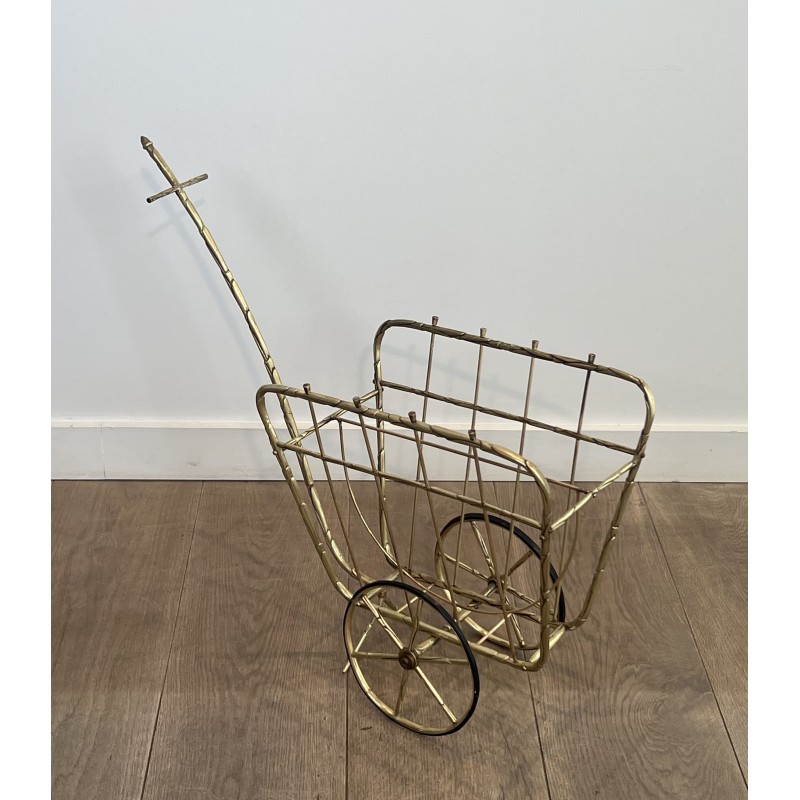 Rare Porte-Revues à Roulettes en Forme de Charrette en Bro | Maison Barrois