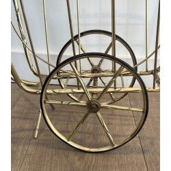Magazine Rack on Wheels in the Form of a Cart in Faux Bamb | Maison Barrois