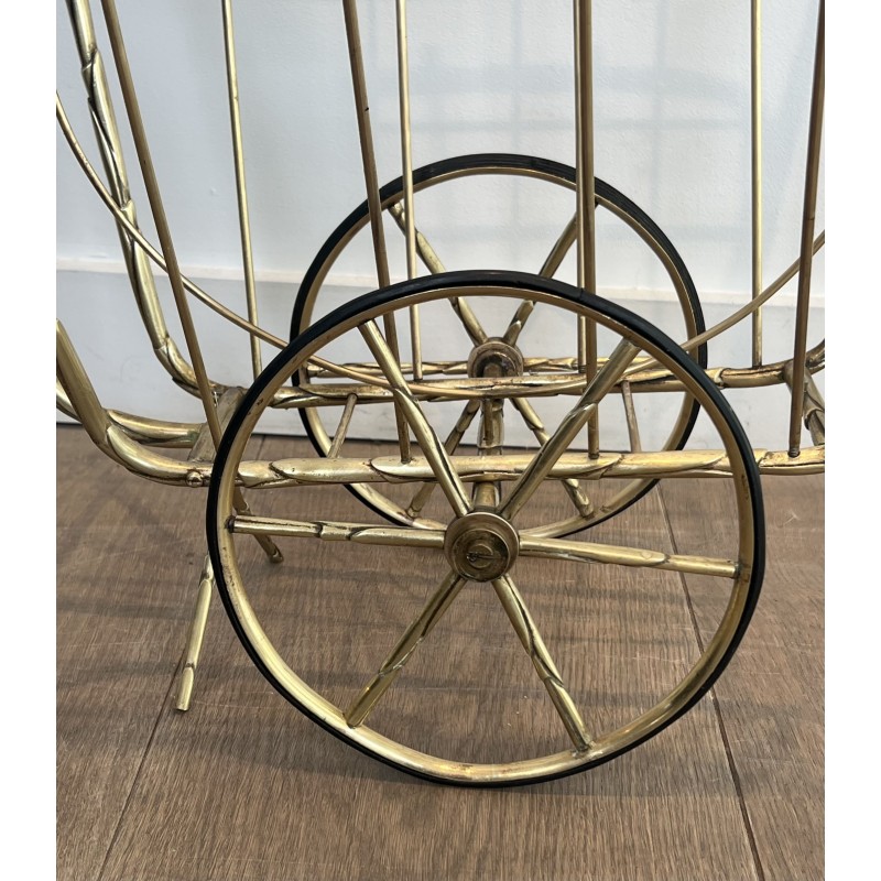 Rare Porte-Revues à Roulettes en Forme de Charrette en Bro | Maison Barrois