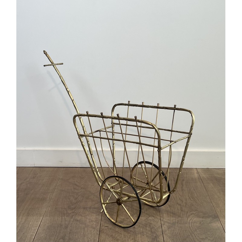 Rare Porte-Revues à Roulettes en Forme de Charrette en Bro | Maison Barrois