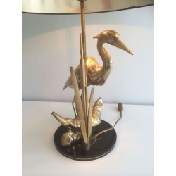 Fine Brass Heron Table Lamp, French Work, circa 1970