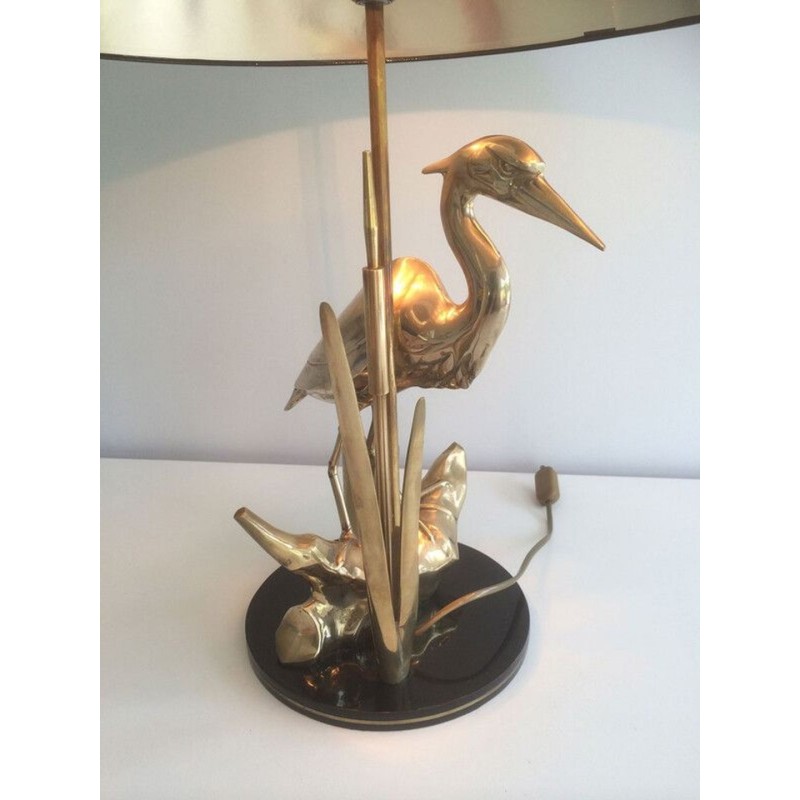 Fine Brass Heron Table Lamp, French Work, circa 1970