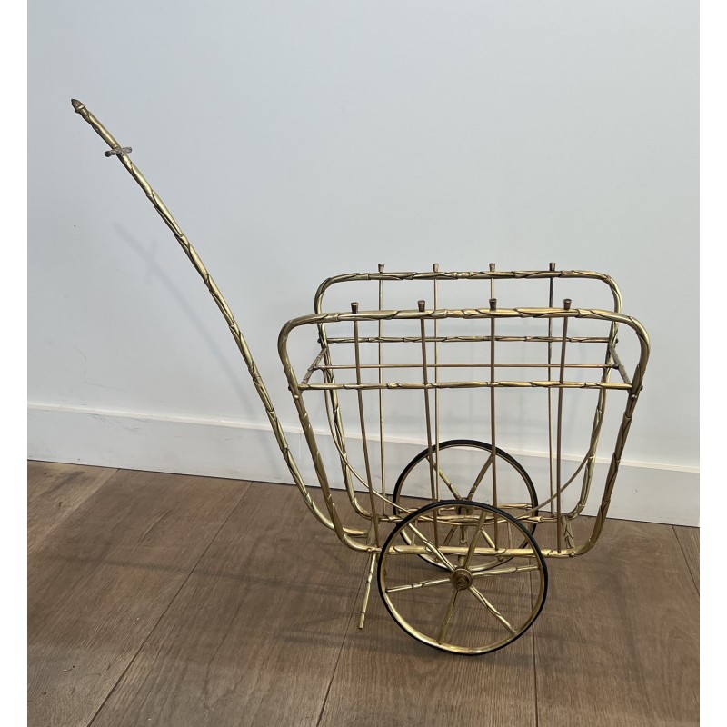 Rare Porte-Revues à Roulettes en Forme de Charrette en Bro | Maison Barrois