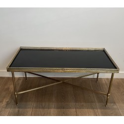 Table Basse Rectangulaire en Laiton à Galerie Ajourée, Néo | Maison Barrois