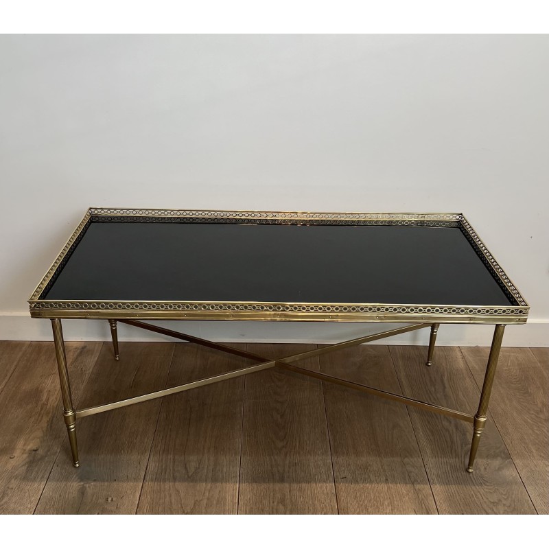 Table Basse Rectangulaire en Laiton à Galerie Ajourée, Néo | Maison Barrois
