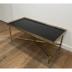 Rectangular Coffee Table in Brass with Openwork Gallery, B | Maison Barrois