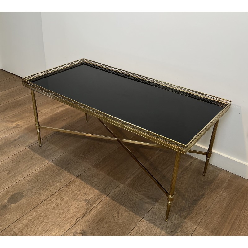 Table Basse Rectangulaire en Laiton à Galerie Ajourée, Néo | Maison Barrois