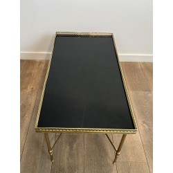 Rectangular Coffee Table in Brass with Openwork Gallery, B | Maison Barrois