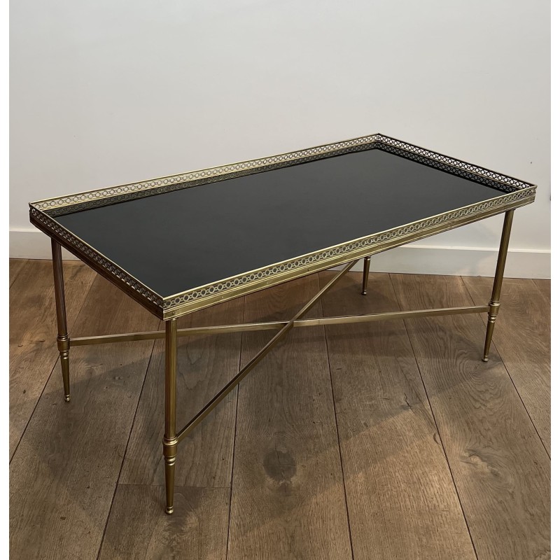 Table Basse Rectangulaire en Laiton à Galerie Ajourée, Néo | Maison Barrois