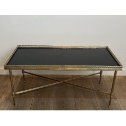 Table Basse Rectangulaire en Laiton à Galerie Ajourée, Néo | Maison Barrois