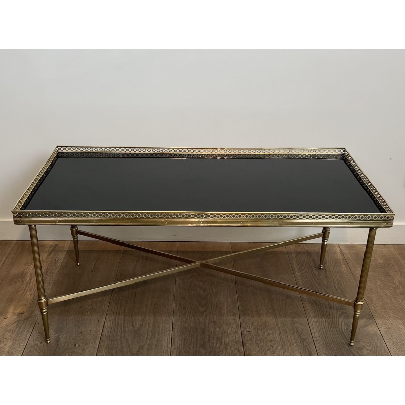 Table Basse Rectangulaire en Laiton à Galerie Ajourée, Néo | Maison Barrois