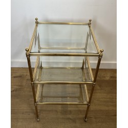 Pair of Side Tables in Brass with Three Glass Tiers, Neocl | Maison Barrois
