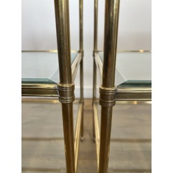 Pair of Side Tables in Brass with Three Glass Tiers, Neocl | Maison Barrois