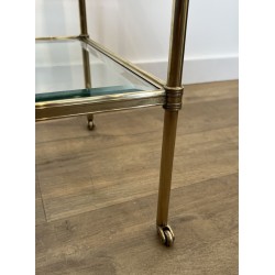 Pair of Side Tables in Brass with Three Glass Tiers, Neocl | Maison Barrois