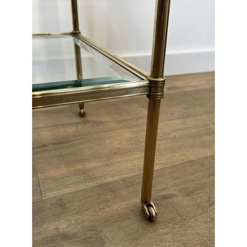 Pair of Side Tables in Brass with Three Glass Tiers, Neocl | Maison Barrois