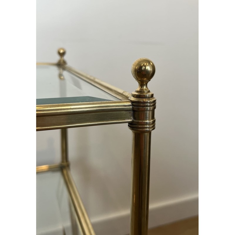 Pair of Side Tables in Brass with Three Glass Tiers, Neocl | Maison Barrois