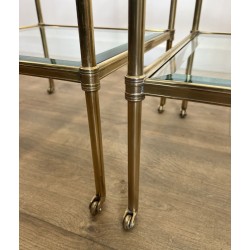 Pair of Side Tables in Brass with Three Glass Tiers, Neocl | Maison Barrois