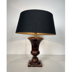 Lampe de Table de Forme Balustre en Marqueterie et Filets | Maison Barrois