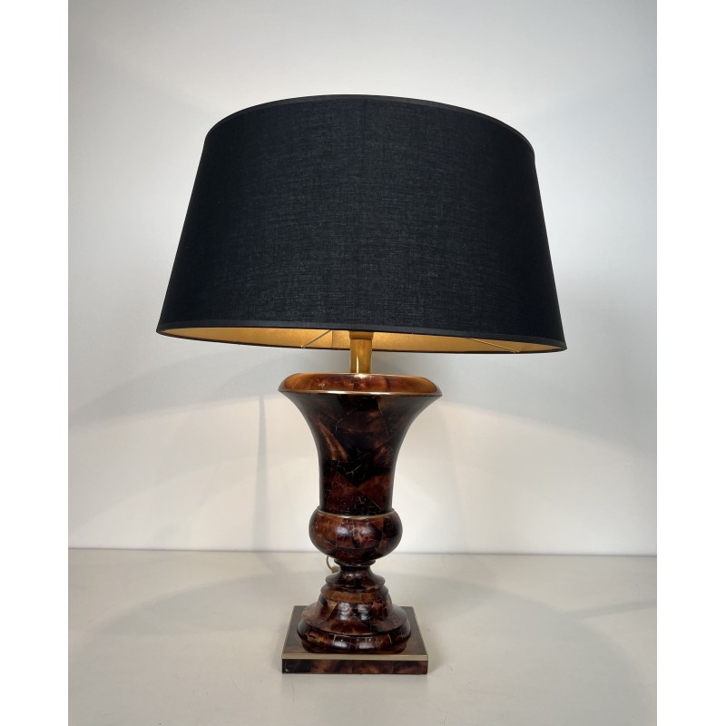 Lampe de Table de Forme Balustre en Marqueterie et Filets | Maison Barrois