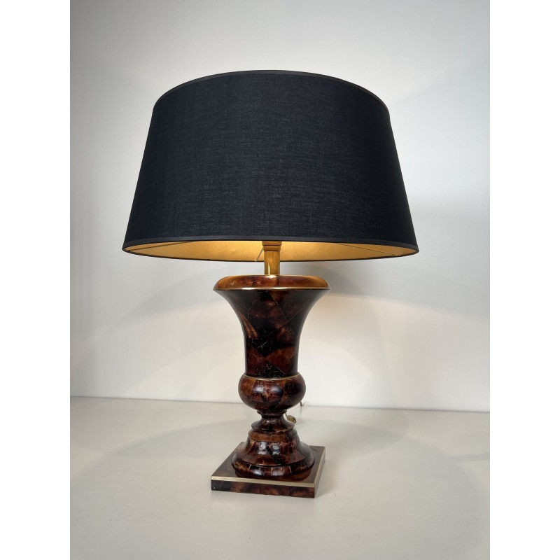 Lampe de Table de Forme Balustre en Marqueterie et Filets | Maison Barrois