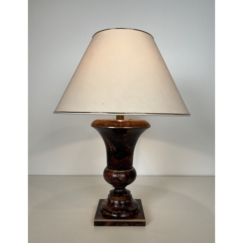 Lampe de Table de Forme Balustre en Marqueterie et Filets | Maison Barrois