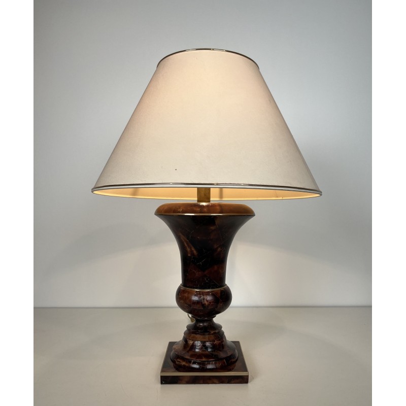 Lampe de Table de Forme Balustre en Marqueterie et Filets | Maison Barrois