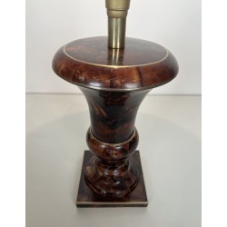 Lampe de Table de Forme Balustre en Marqueterie et Filets | Maison Barrois