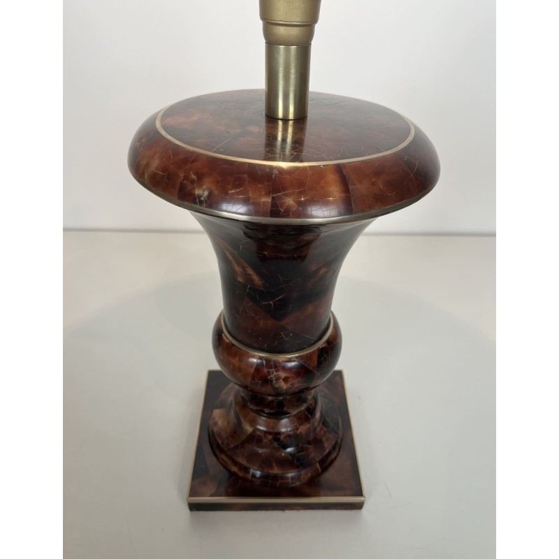 Lampe de Table de Forme Balustre en Marqueterie et Filets | Maison Barrois