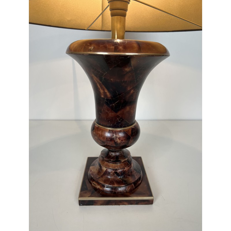 Lampe de Table de Forme Balustre en Marqueterie et Filets | Maison Barrois