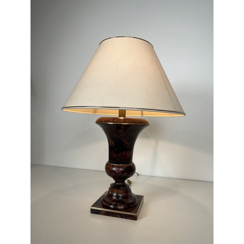 Lampe de Table de Forme Balustre en Marqueterie et Filets | Maison Barrois