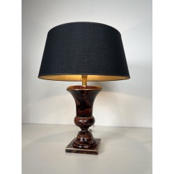 Lampe de Table de Forme Balustre en Marqueterie et Filets | Maison Barrois