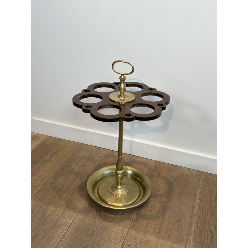 Umbrella Stand (and Cane Stand) in Brass with Openwork Tra | Maison Barrois