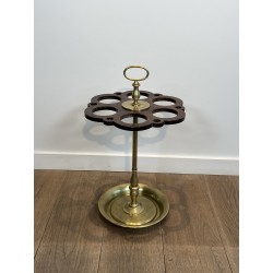 Umbrella Stand (and Cane Stand) in Brass with Openwork Tra | Maison Barrois