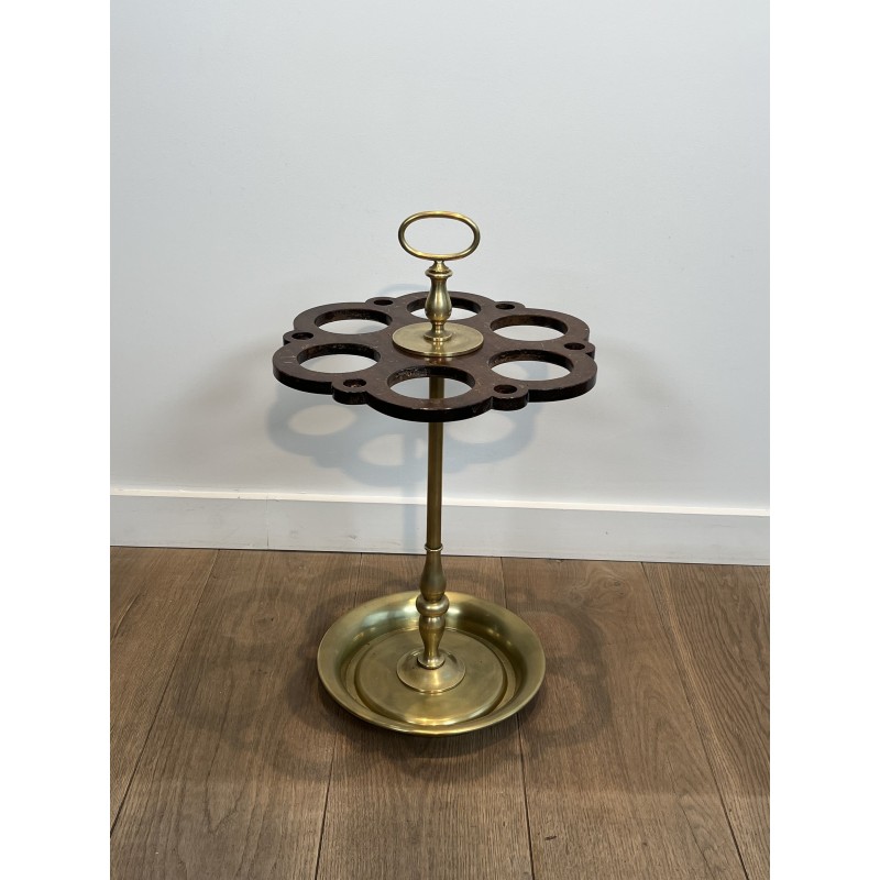Umbrella Stand (and Cane Stand) in Brass with Openwork Tra | Maison Barrois