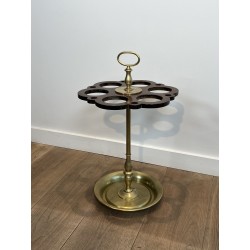 Umbrella Stand (and Cane Stand) in Brass with Openwork Tra | Maison Barrois