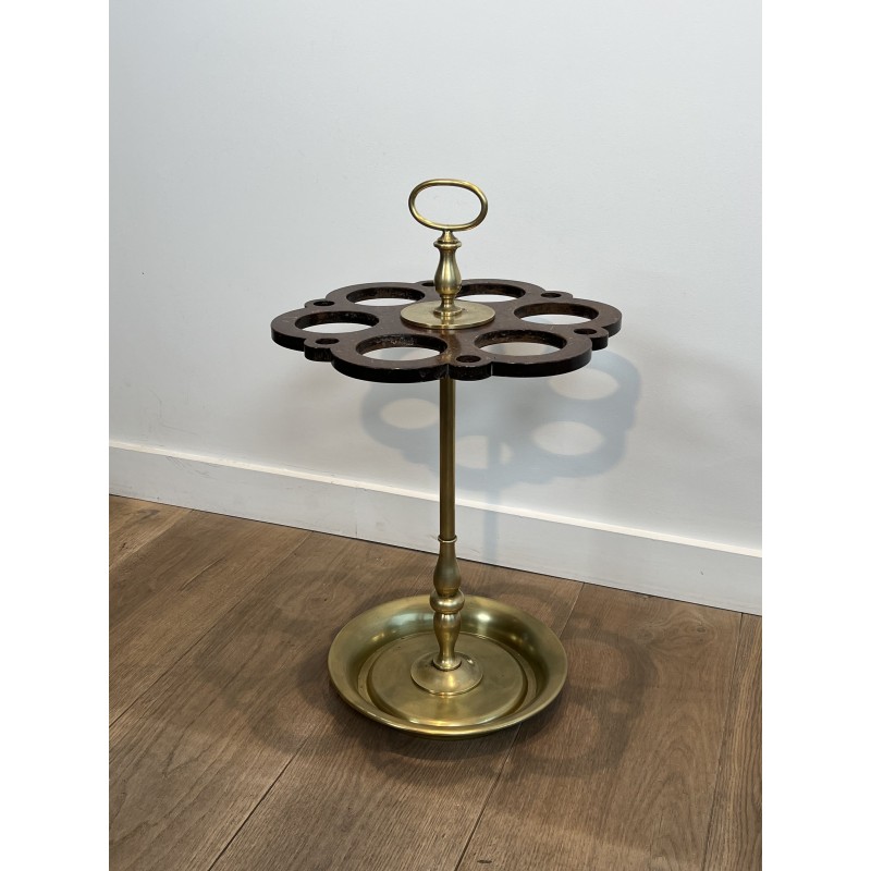 Umbrella Stand (and Cane Stand) in Brass with Openwork Tra | Maison Barrois