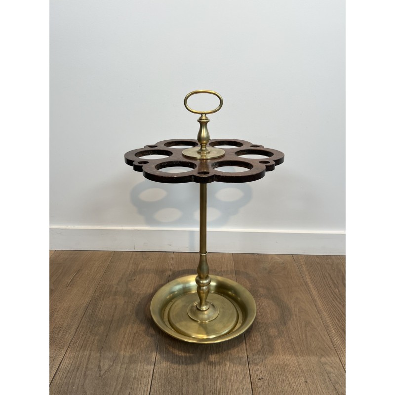 Umbrella Stand (and Cane Stand) in Brass with Openwork Tra | Maison Barrois